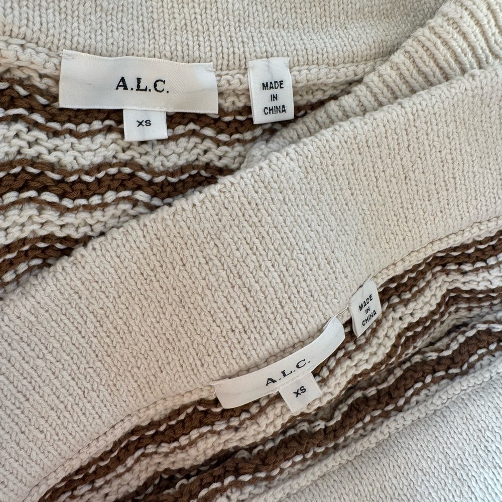 A.L.C. Striped Cream and Brown Women's Skirt Set - Picture 8 of 8